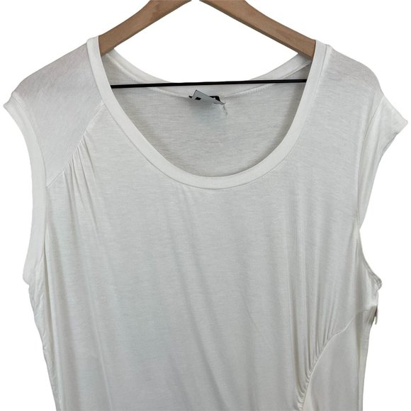 H by Bordeaux off white ivory cap sleeve ruched short sleeve tee extra large - Picture 6 of 12